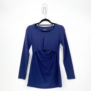 Modern Eternity Women S Charlotte Maternity Nursing Top Blue Long Sleeve NEW